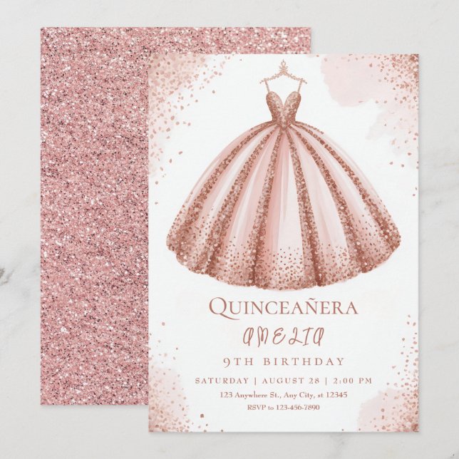 Convites Feliz aniversário, castelo da princesa (Frente/Verso)