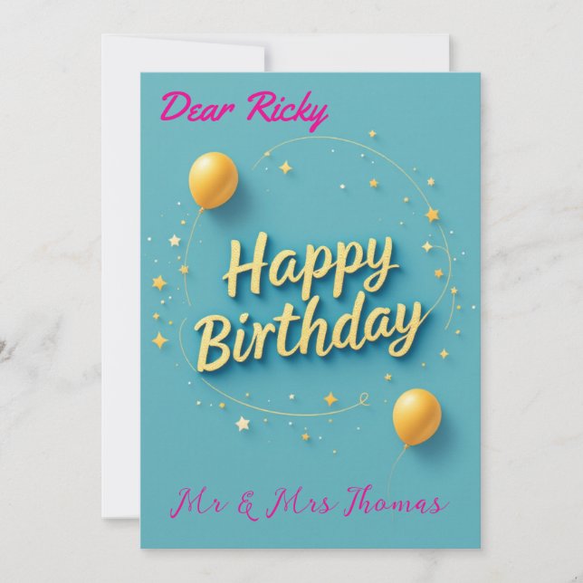 Convites Feliz aniversário! Celebre seu dia especial (Frente)