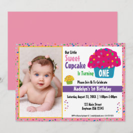 Convites Feliz Aniversário Cupcake Cobertura com Confeitos