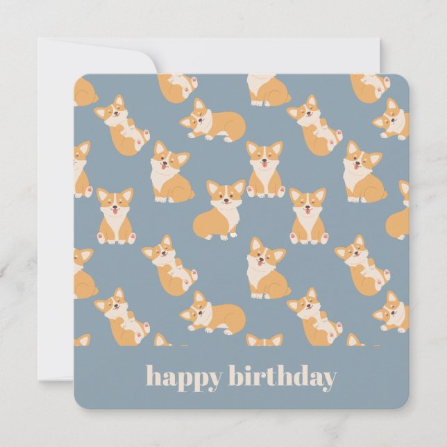Convites Feliz Aniversário, Cute Corgi Patterno para Cachor (Frente)