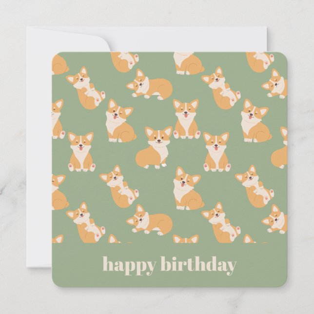 Convites Feliz Aniversário, Cute Corgi Patterno para Cachor (Frente)