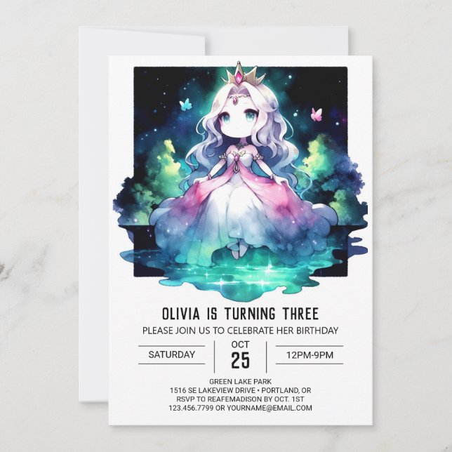 Convites Feliz aniversário da Princesa Encantada (Frente)