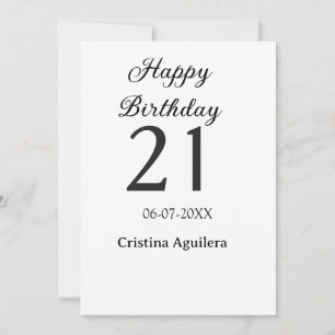 Convites Feliz aniversário de 21 anos letra negrito simples