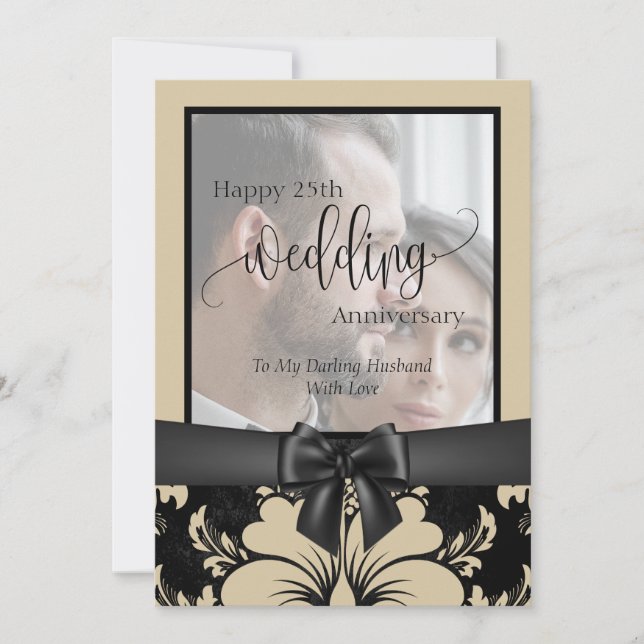 Convites Feliz aniversário de 25 anos de casamento foto tra (Frente)