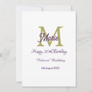 Convites Feliz aniversário de 30 anos dourado nome monogram