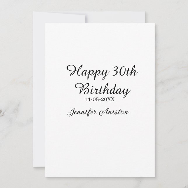 Convites Feliz aniversário de 30 anos para adicionar nome d (Frente)