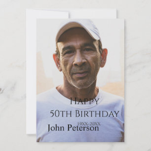 Convites Feliz aniversário de 50 anos nome foto ano homem s