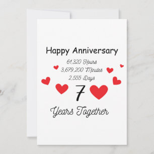 Convites Feliz aniversário de 7 - 7 anos juntos