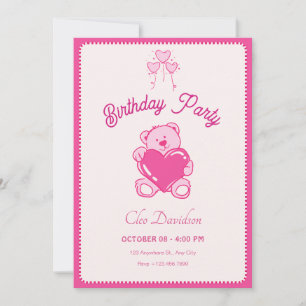 Convites Feliz aniversário de boneca bonitinha