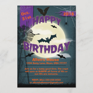 Convites Feliz aniversário de Halloween Baty Moonlight Part