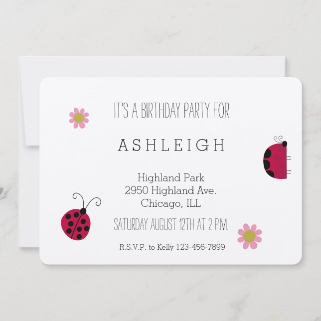 Convites Feliz aniversário de Ladybugs (Frente)