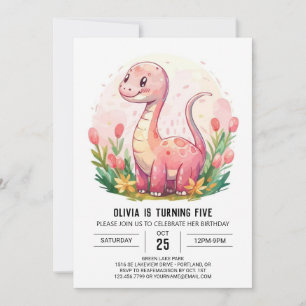 Convites Feliz aniversário de moça de dinossauro online boê
