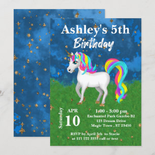 Convites Feliz Aniversário do Adorável Unicorn Bold Brigh