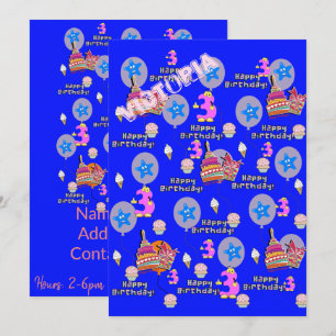 Convites Feliz Aniversário do aniversário de 3 anos Convi