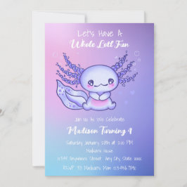 Convites Feliz aniversário do Axolotl roxo