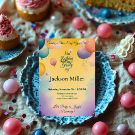 Convites Feliz aniversário do Balão com um Tigre Adorável