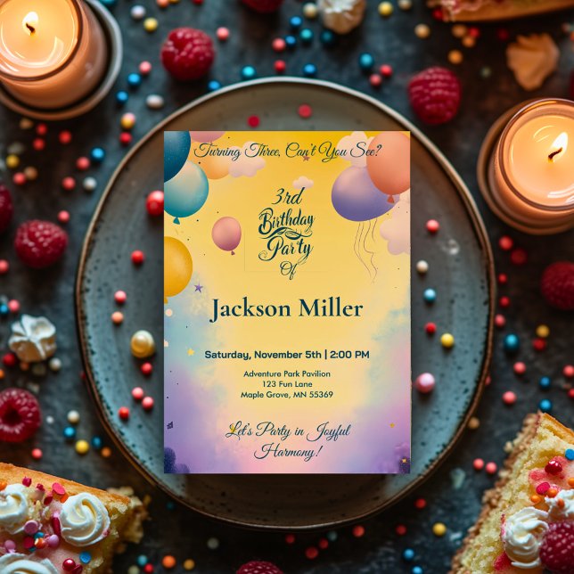 Convites Feliz aniversário do Balão com um Tigre Adorável (Criador carregado)