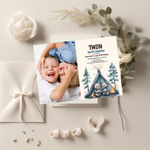 Convites Feliz Aniversário do Camper Feliz Gêmeos