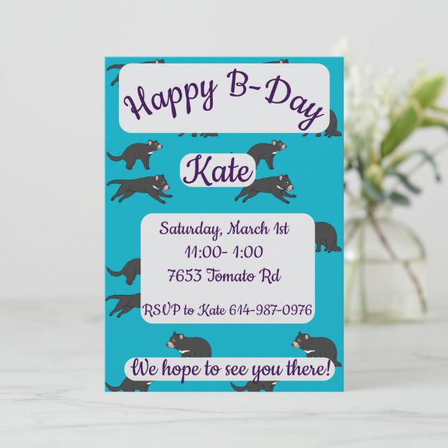 Convites Feliz aniversário do diabo da Tasmania (Em pé/Frente)