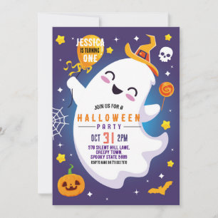 Convites Feliz aniversário do Halloween Ghost Boa Diversão