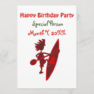 Convites Feliz aniversário do Kayaker virtual