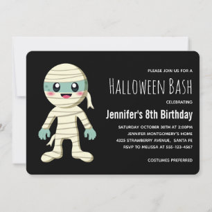 Convites Feliz Aniversário do Monstro da Múmia no Halloween