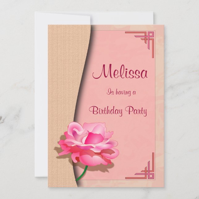 Convites Feliz aniversario do rosa do rosa (Frente)