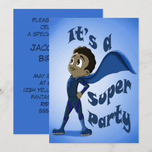 Convites Feliz aniversário do super herói americano african