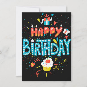 Convites Feliz aniversário em preto