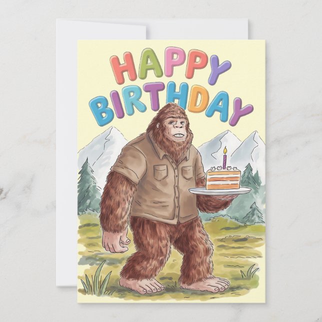 Convites Feliz Aniversário Engraçado Big Foot Sasquatch (Frente)