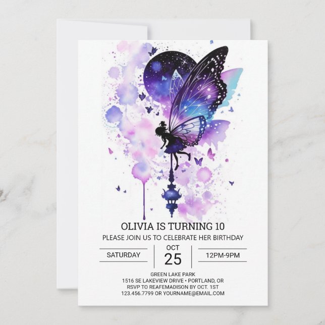 Convites Feliz Aniversário Fairycore (Frente)