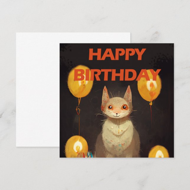 Convites Feliz aniversário! - festa de gatos (Frente/Verso)