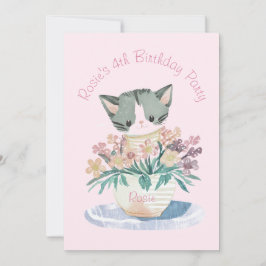 Convites Feliz Aniversário Filha Kitten Nome E Foto Rosa
