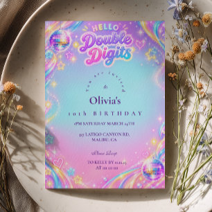 Convites Feliz Aniversário Pastel Disco de Dois Dígitos