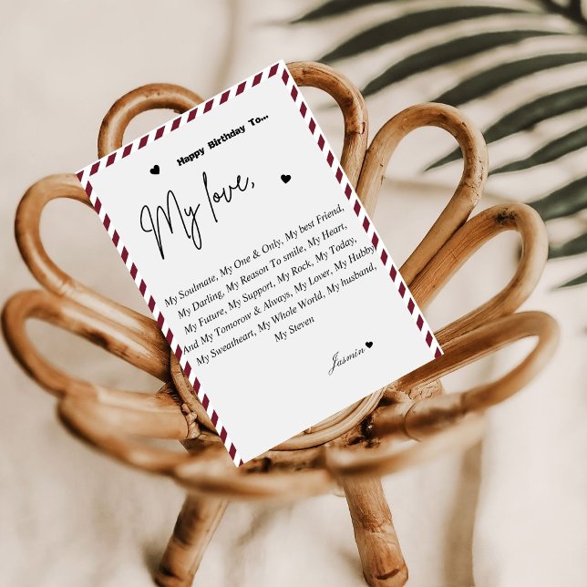 Convites Feliz aniversário personalizado deseja marido (Criador carregado)