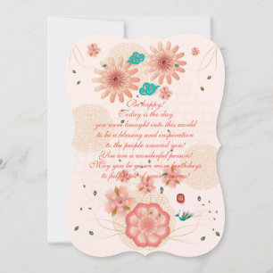 Convites Feliz Aniversário - Primavera Peach Flowers - Dec