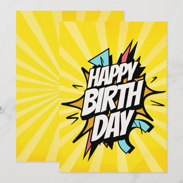 Convites Feliz Aniversário Retrô de Quadrinhos! (Frente/Verso)