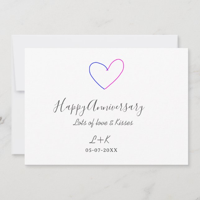 Convites Feliz aniversário rosa azul coração nome data simp (Frente)