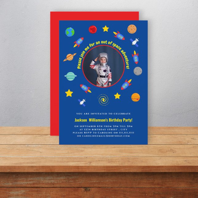 Convites Feliz aniversário temático do espaço (Criador carregado)