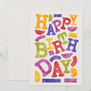 Convites Feliz Aniversário Tipografia Retro