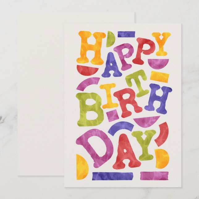 Convites Feliz Aniversário Tipografia Retro (Frente/Verso)