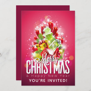 Convites Feliz ano novo Feliz Natal Apresenta e Árvore