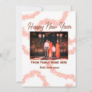 Convites Feliz ano novo marrom adicionar foto nome da famíl