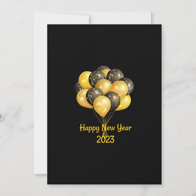 Convites Feliz ano novo preto 2023 (Frente)