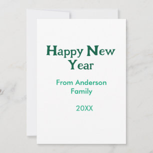 Convites Feliz ano novo verde adicionar nome da família ano
