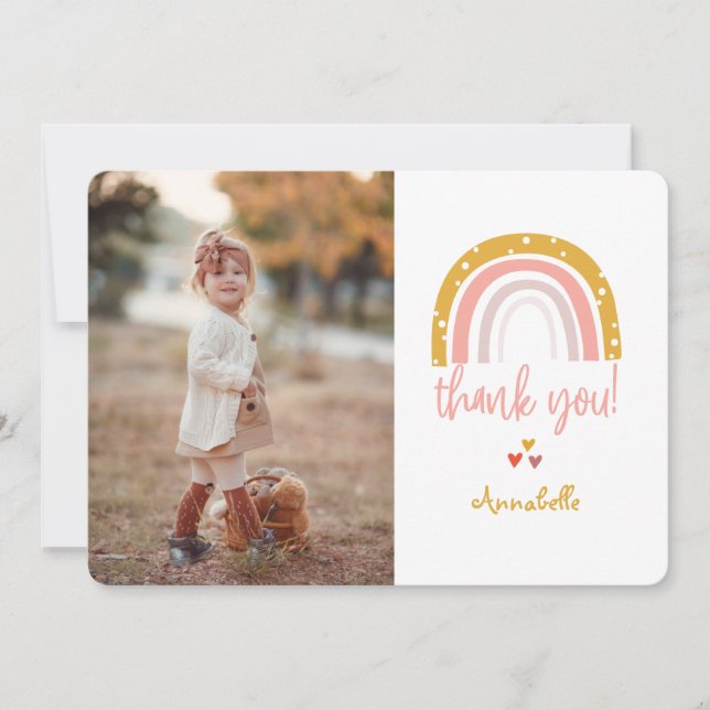 Convites Feliz Arco-Íris Obrigado Foto (Frente)