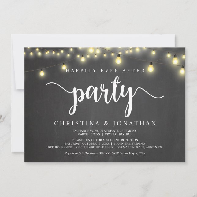 Convites Feliz Atrás da Festa, Luzes de Cordas Elopeam (Frente)