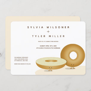 Convites Feliz Bagels Casando White Cream Brown
