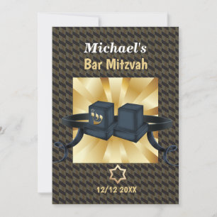 Convites Feliz Bar Mitzvah 20XX Dourado Decorativo