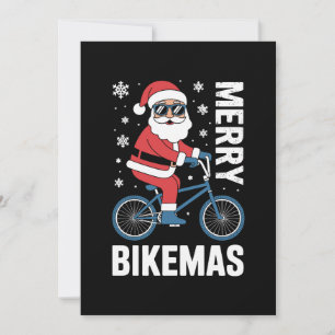 Convites Feliz Bikemas Papai Noel Andando de Bicicleta Floc